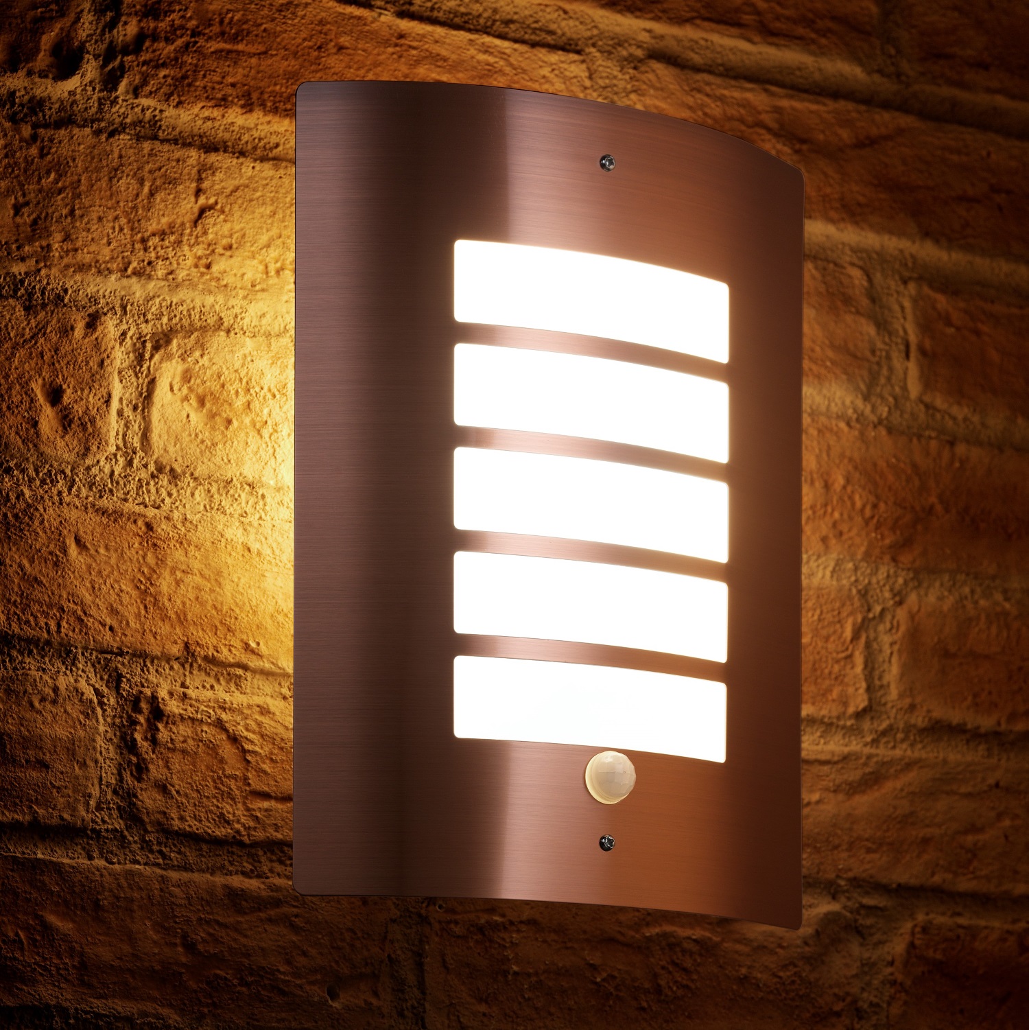 Auraglow PIR Motion Sensor Outdoor Security Wall Light - Copper