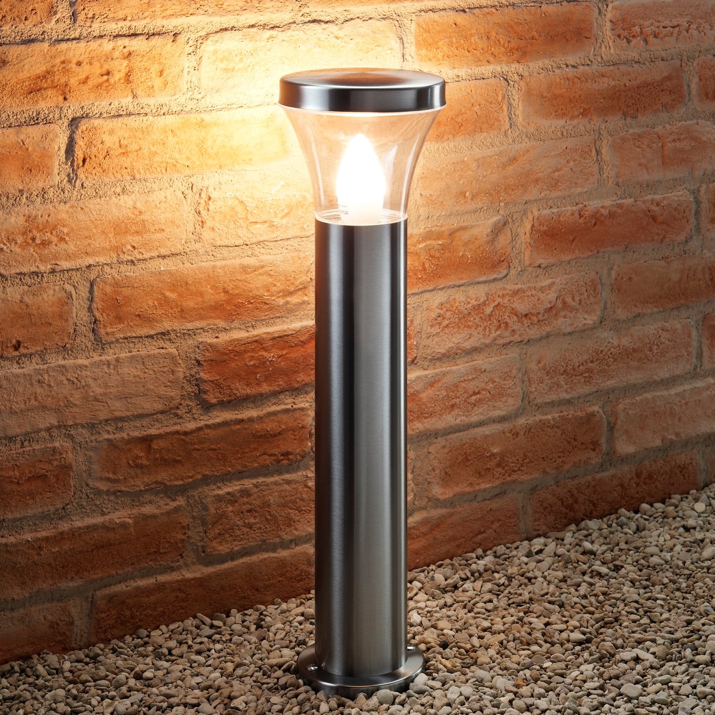 Small paths lamp stainless steel in silver H:45cm Ø6cm IP44 Lamp Garden Outdoor 