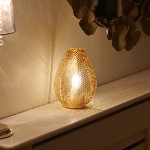 Auraglow Rechargeable Glass Leaf Light Table Lamp