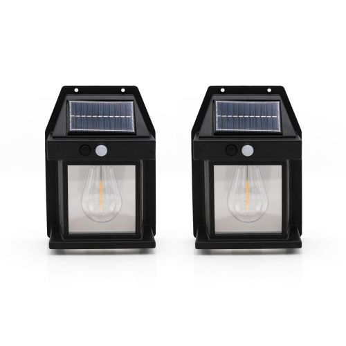 Auraglow Solar Motion Sensor Filament LED Wall Lights - Two Pack