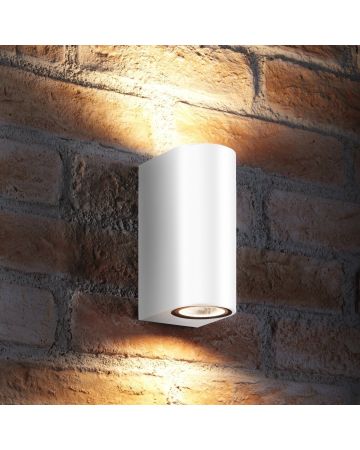 AURAGLOW 14W OUTDOOR DOUBLE UP & DOWN WALL LIGHT - WINDSOR - WHITE