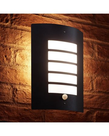 Black Wall Light with PIR Motion Sensor