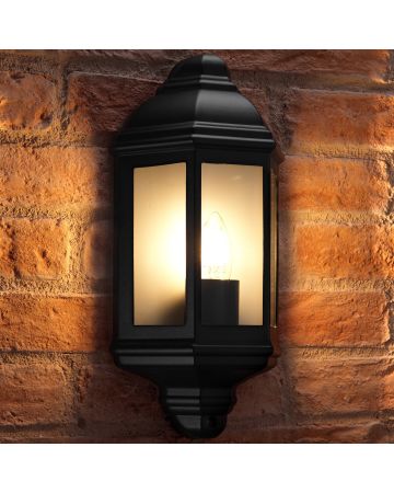 Auraglow Outdoor Wall Lantern Retro Vintage Garden Light - White - Warm White LED Filament Light Bulb Included