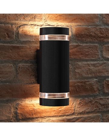 Auraglow Large Outdoor Double Up & Down Wall Light - ELTON - Black