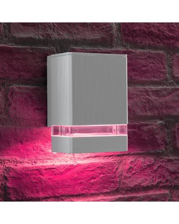Auraglow Up or Down Wall Light - BUCKWORTH - Silver - Colour Changing