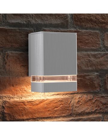 Auraglow Outdoor Double Up or Down Wall Light - BUCKWORTH - Silver