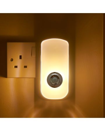 Auraglow Plug In PIR Motion Sensor LED Night Light Hallway Safety Living Aid & Emergency Torch - Warm White