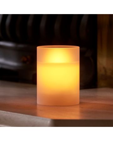 Auraglow Frosted Glass LED Flameless Flickering Candle