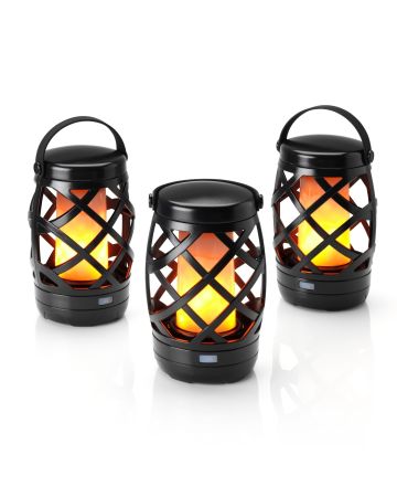 Auraglow Hanging Realistic Flame Camping Lantern Set of 3 - Black- [Warehouse Deal