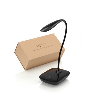 Auraglow Rechargeable Flexi-Neck Dimmable LED Desk Touch Lamp - Black