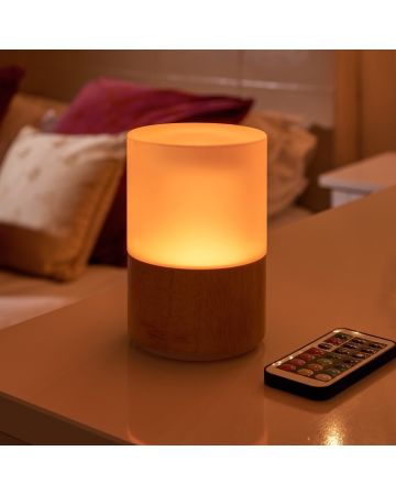 Auraglow Rechargeable Cordless Colour Changing LED Table Lamp – WOODEN