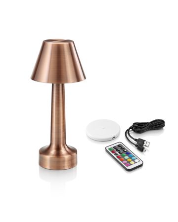 Auraglow COPPER Rechargeable Colour Changing LED Table Lamp - Remote-Controlled