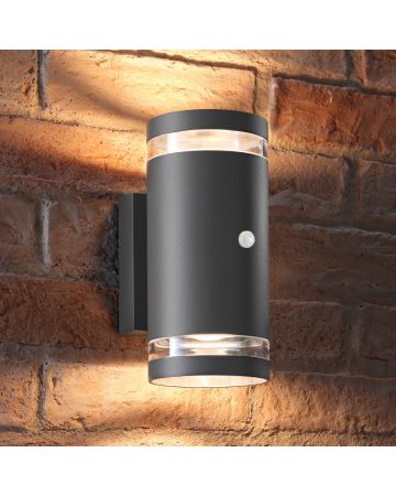 Auraglow PIR Motion Sensor Double Up & Down Wide Pillar Wall Light - TRURO