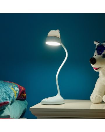 Auraglow Kids Flexible Teddy-Bear Night Light Bedside LED Lamp – White/Blue/Pink