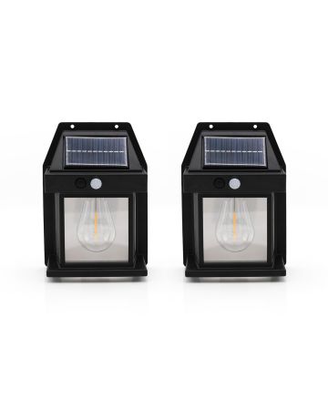 Auraglow Solar Motion Sensor Filament LED Wall Lights - Two Pack