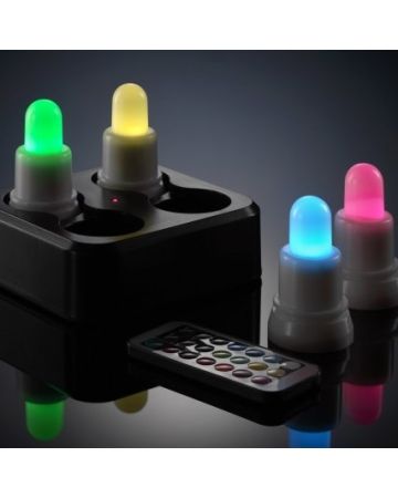 Auraglow Rechargeable LED Candles, Colour Changing - 4pc Set
