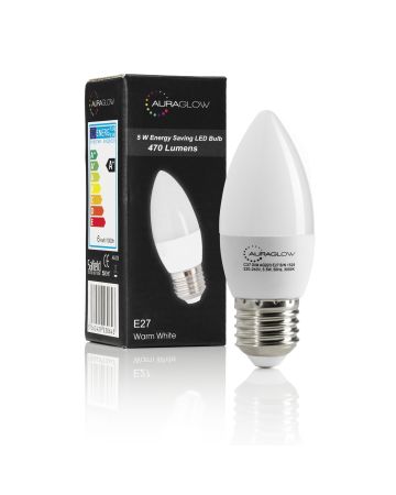 AURAGLOW 5w LED E27 Candle Light Bulb, Warm White.2