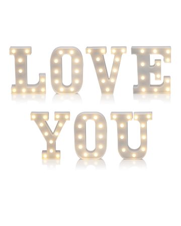 Auraglow LED Valentine's Light Up Letters - LOVE YOU