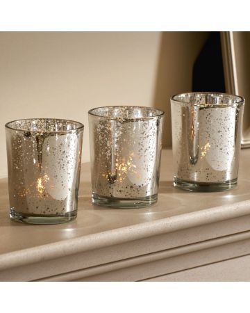 Set of 12 Mercury Glass Votive Candle Tealight Holders