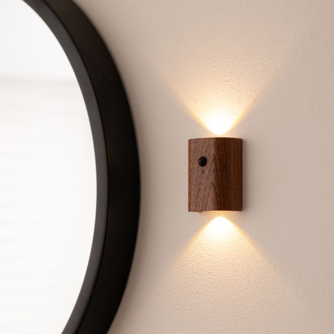 Auraglow Wooden Rechargeable Motion Sensor Wall Light - TAIGA
