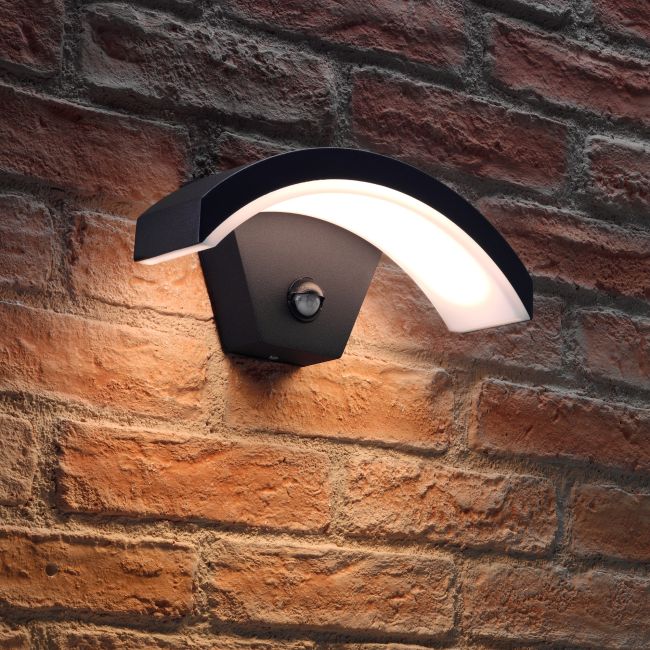 Auraglow Black Arch Integrated LED PIR and Daylight Sensor Outdoor Wall Light