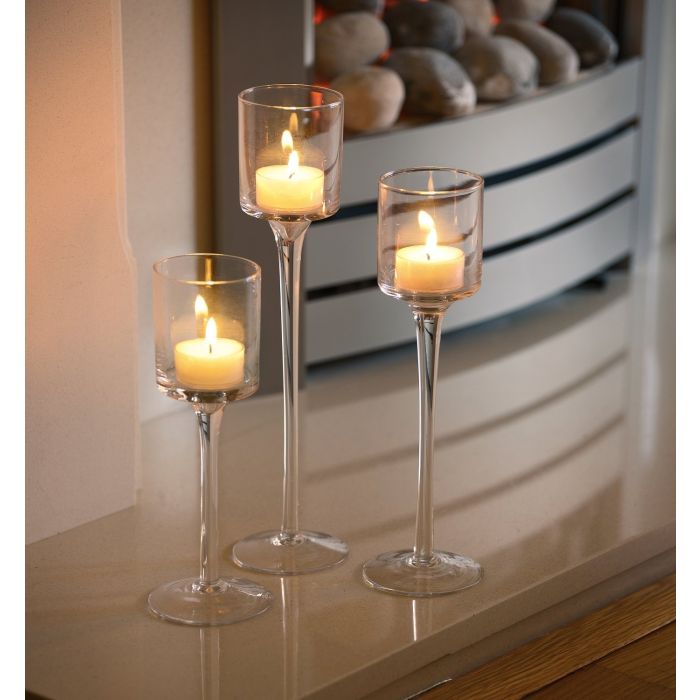 Set of 3 Tea Light Glass Candle Holders - Auraglow LED Lighting