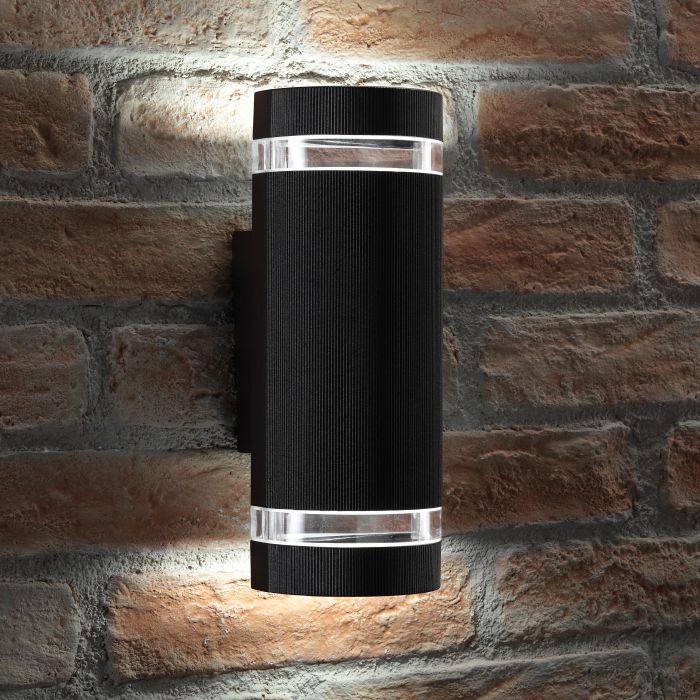 Elton Black Double Up And Down LED Wall Light transform the outside or inside of your home AURAGLOW Auraglow LED Lighting
