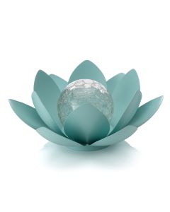 Auraglow Solar Powered Metal Water Lily LED Table Light - BLUE