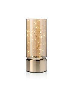 Auraglow Wire Rice Light Glass Cylinder Lantern-Medium