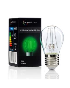 Auraglow 4w G45 Golf Ball Filament LED Vintage Light Bulb - E27 - GREEN - 1 PACK1